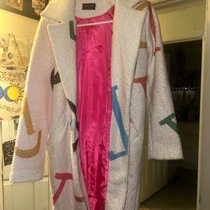 Zara White Multicolor Teddy Jacket